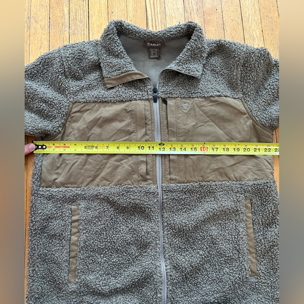 ARIAT mens M Grizzly canvas bluff jacket with sherpa lining.brown - Picture 8 of 8
